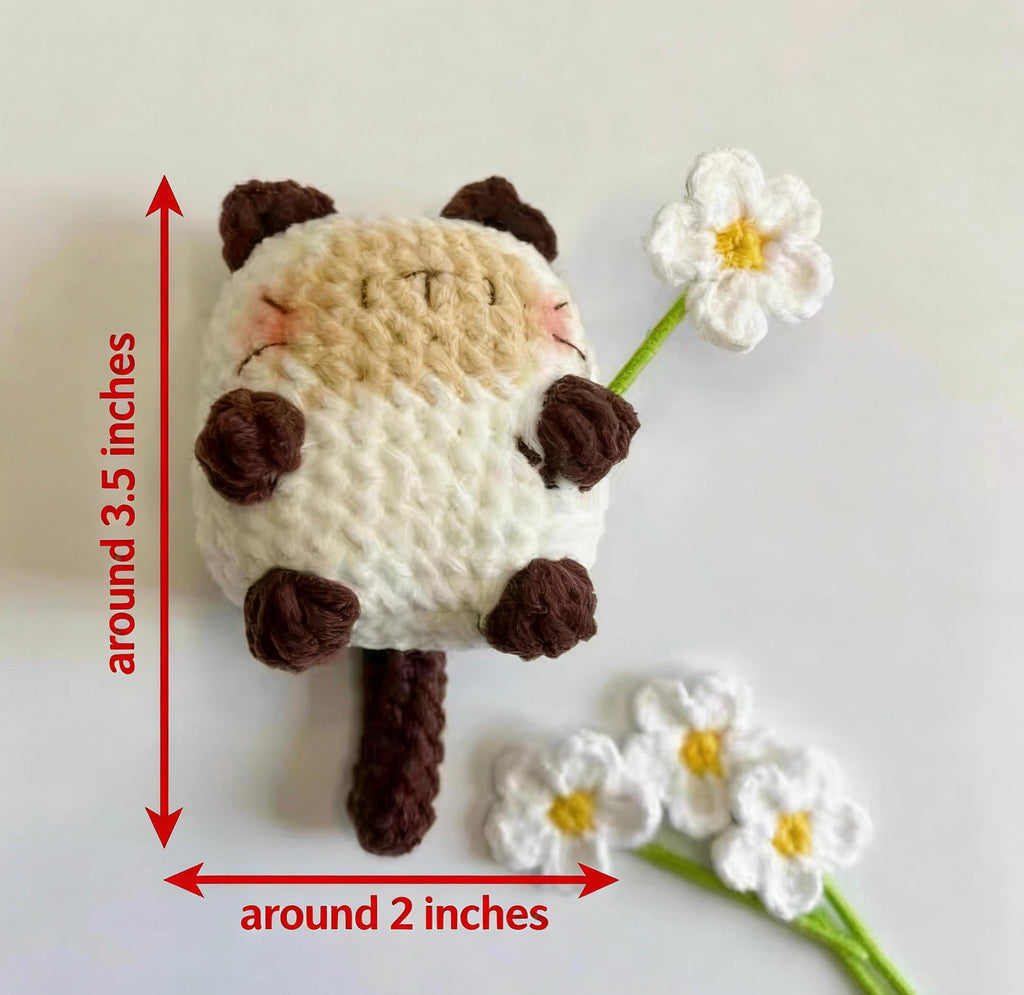CrochetRecipe Handmade Cat Keychain Bag Charm Flower Siamese