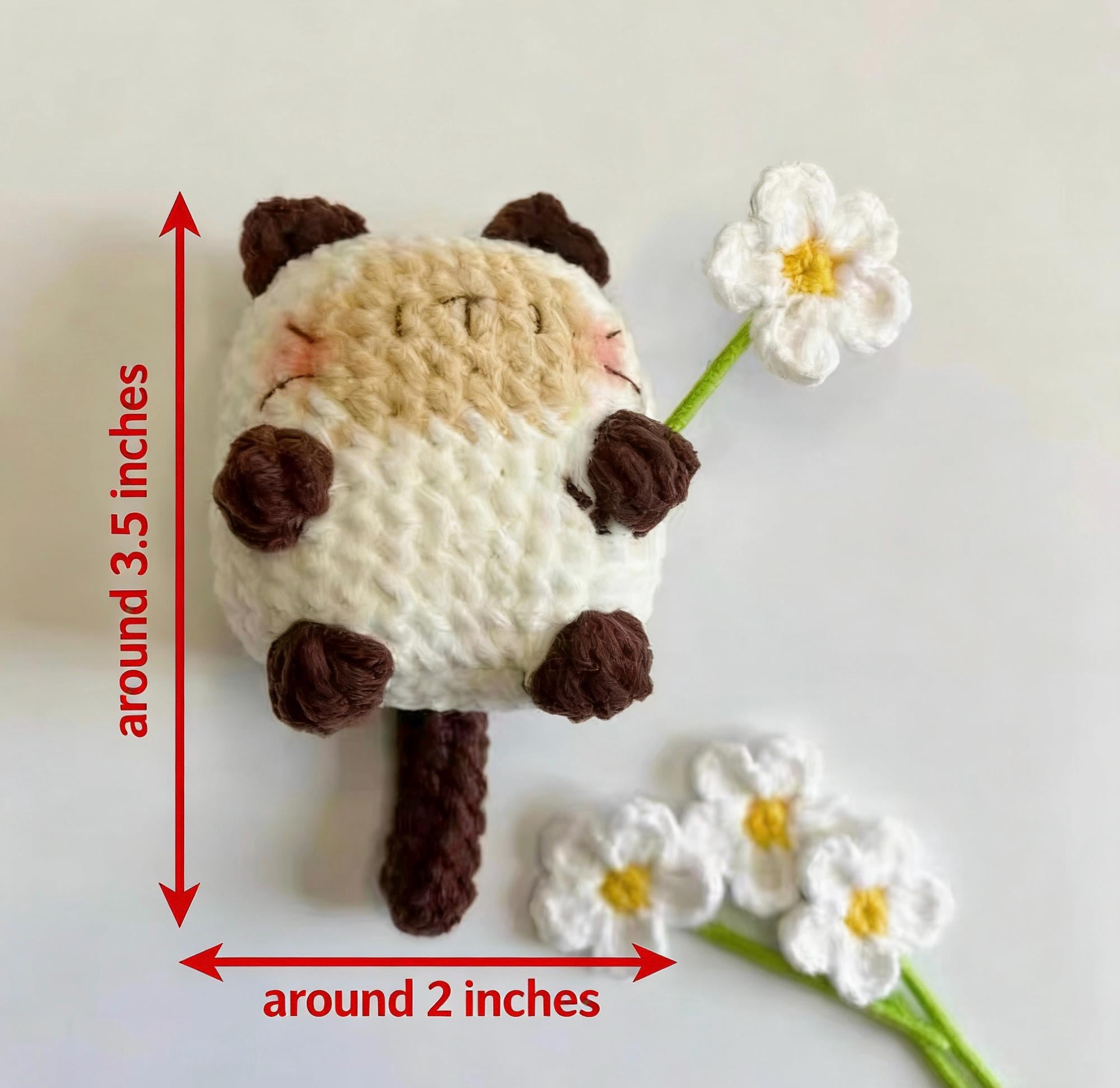 CrochetRecipe Handmade Cat Keychain Bag Charm Flower Siamese