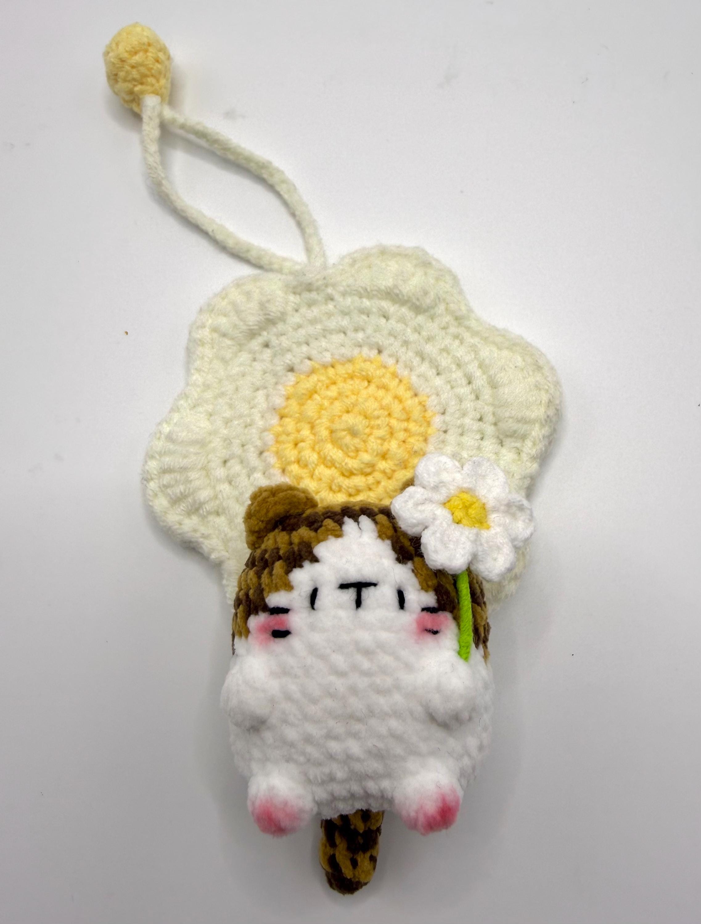 CrochetRecipe Handmade Cat Keychain Bag Charm Flower Siamese