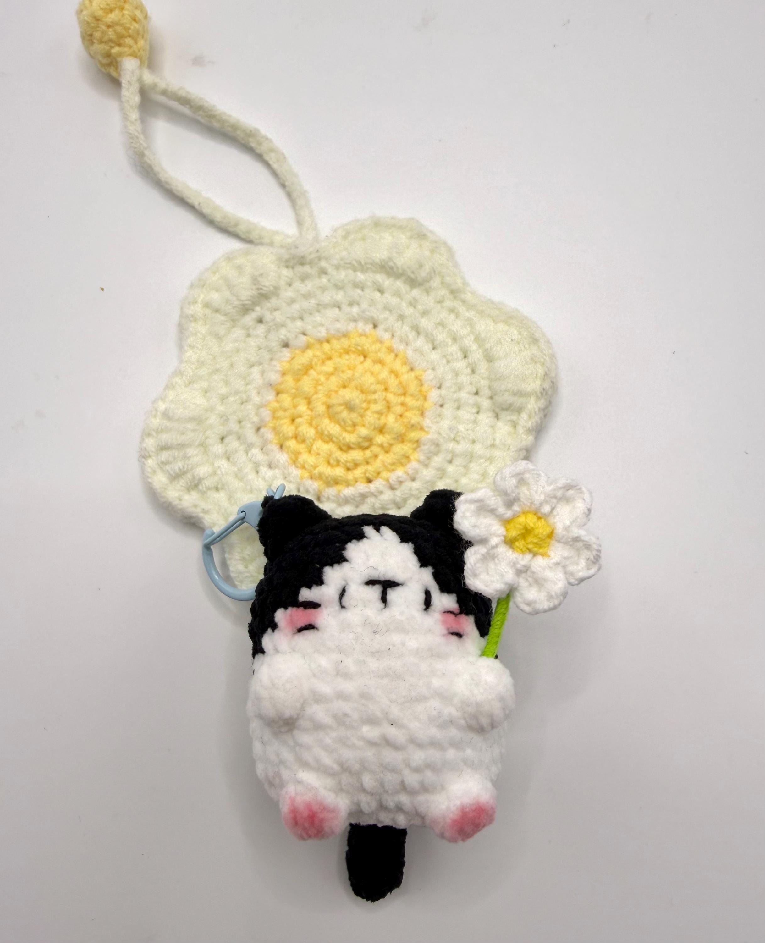 CrochetRecipe Handmade Cat Keychain Bag Charm Flower Siamese