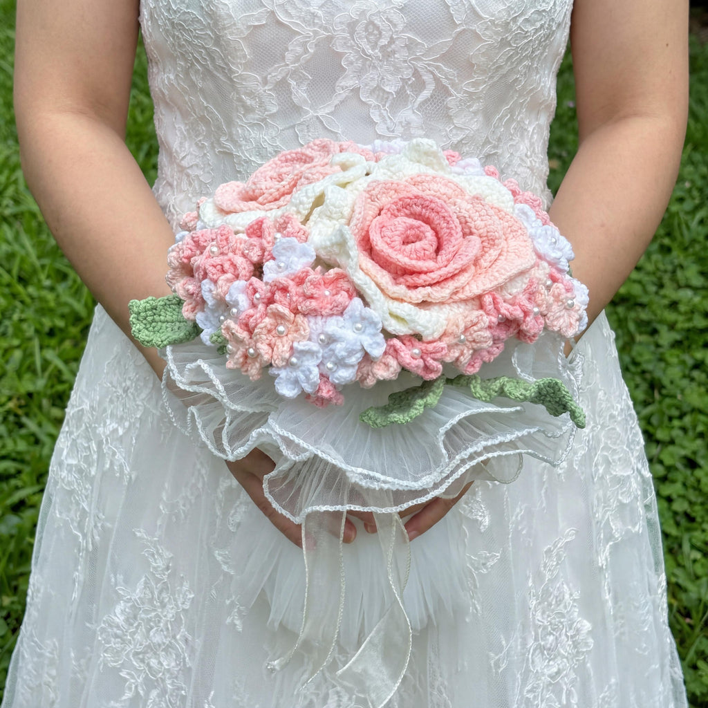 CrochetRecipe Handmade Crochet Wedding Bouquet Blush Pink