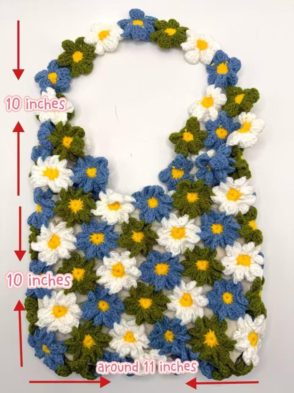CrochetRecipe Handmade Crochet Flower Lined Tote Floral Granny Square
