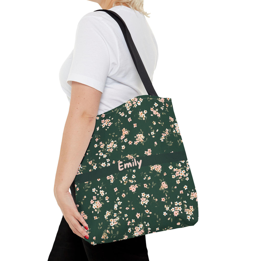 LELORESTORE Custom Name Floral Tote Bag 3 Sizes Green Botanical