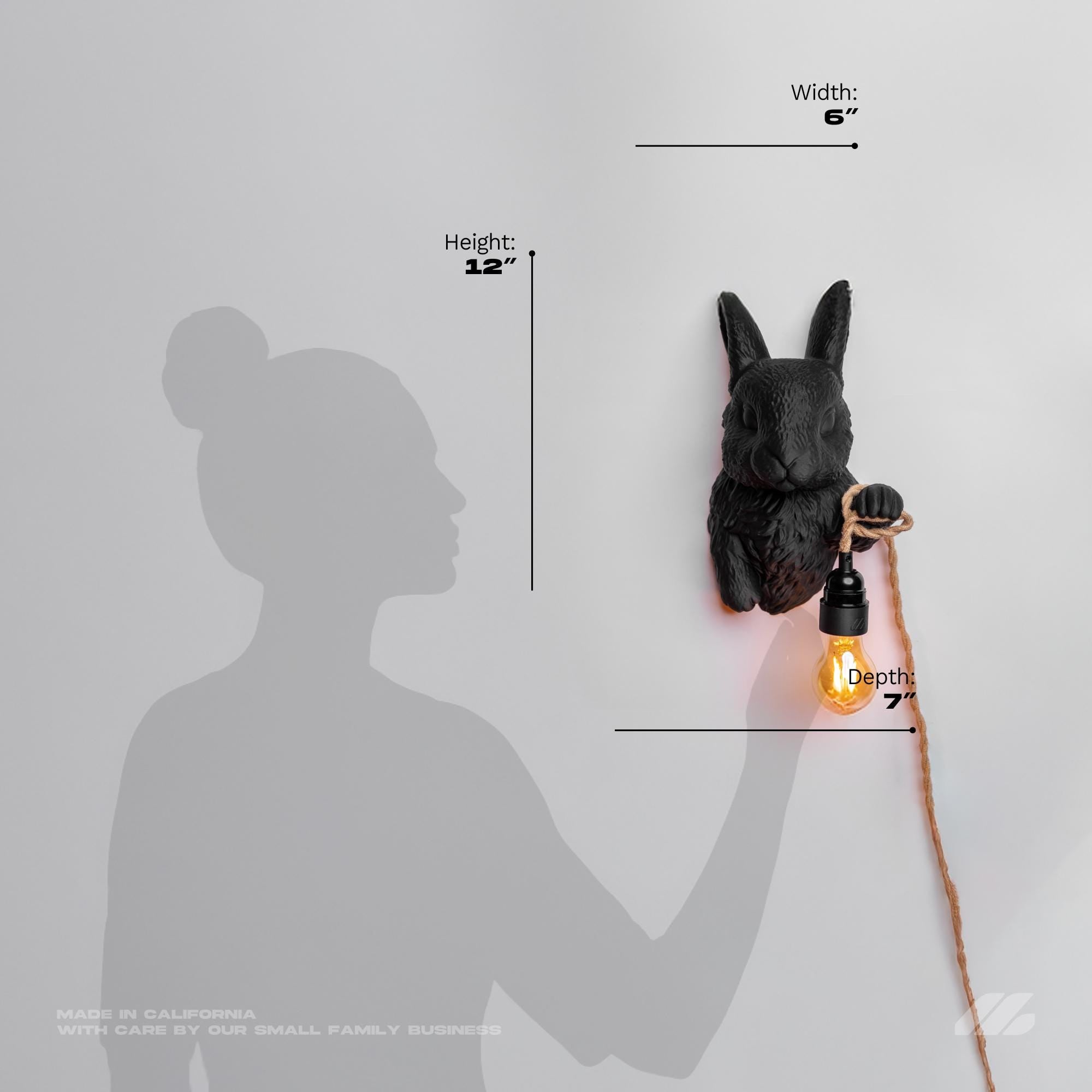 April16studio Bunny Head Wall Lamp Black Rabbit