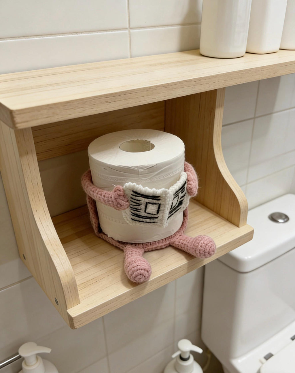CrochetRecipe Handmade Crochet Toilet Paper Holder Reading Man