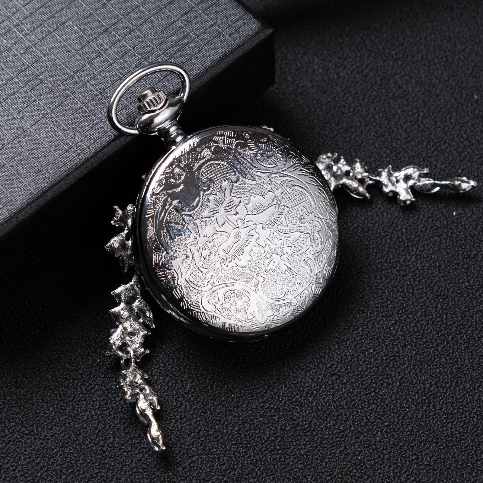 Oryeia Handmade Blue Butterfly Pocket Watch Necklace Real Specimen