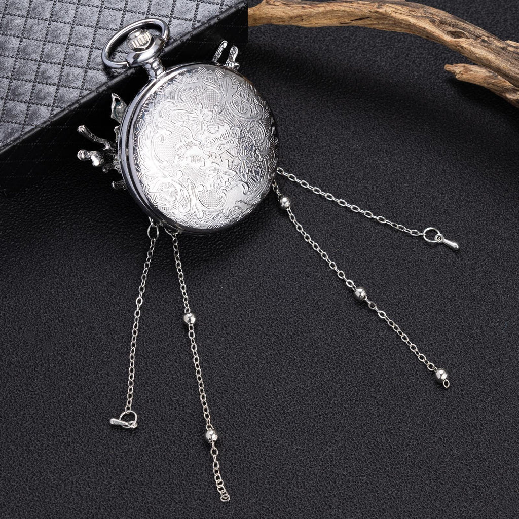 Oryeia Handmade Blue Butterfly Specimen Pocket Watch Necklace Pendant