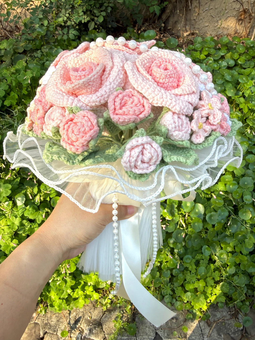 Crochet Blush Pink Wedding Bouquet