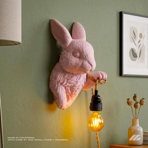 April16studio Bunny Sculpture Sconce Rabbit Wall Lamp 12in Pink