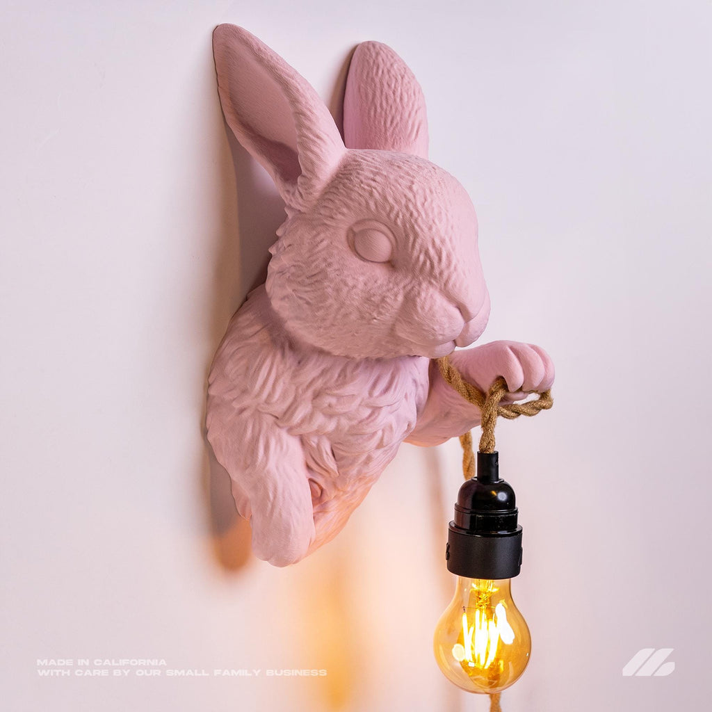 April16studio Bunny Sculpture Sconce Rabbit Wall Lamp 12in Pink