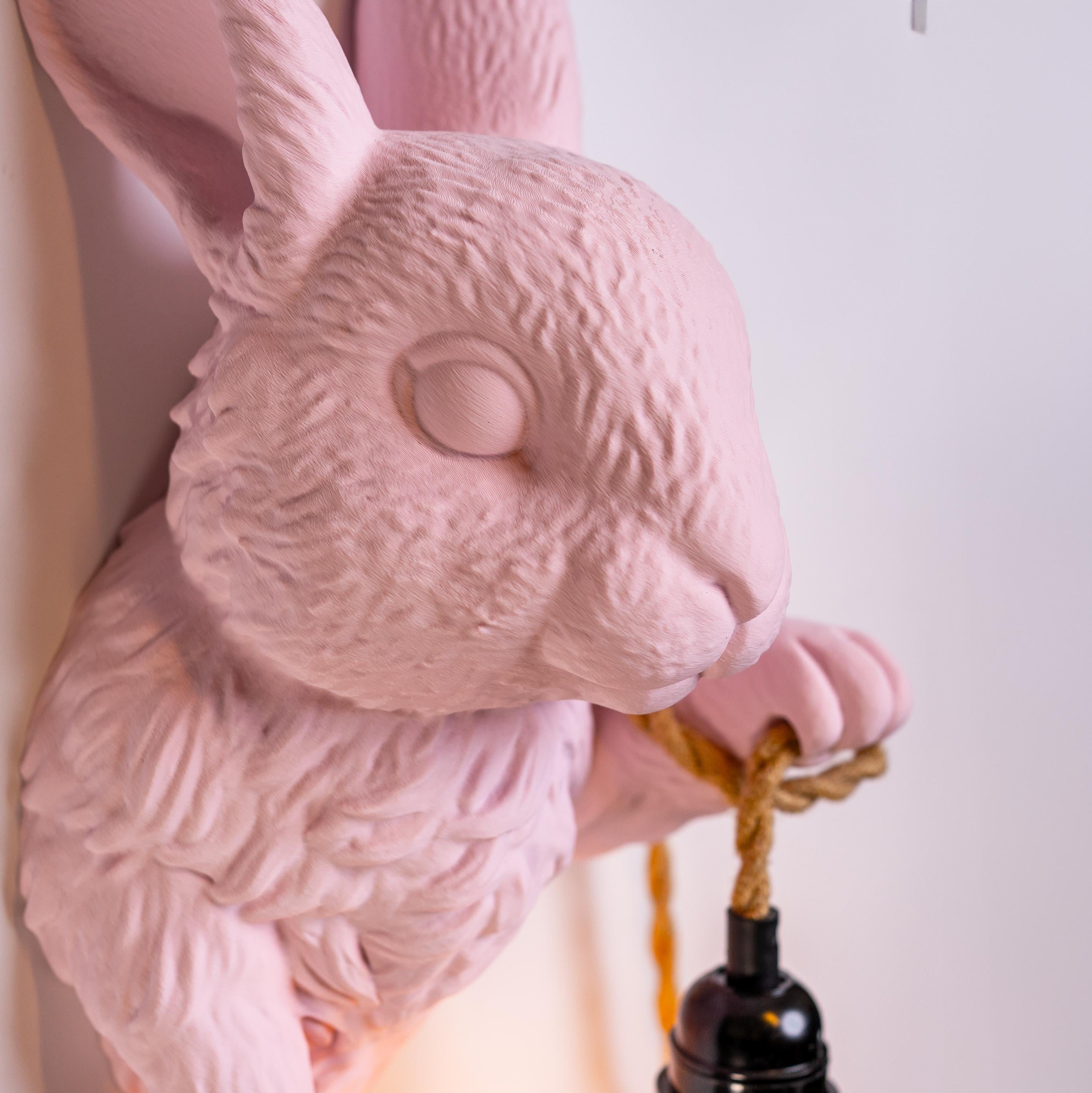 April16studio Bunny Sculpture Sconce Rabbit Wall Lamp 12in Pink