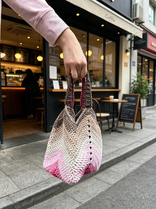 CrochetRecipe Handmade Variegated Crochet Tote Bag Pink