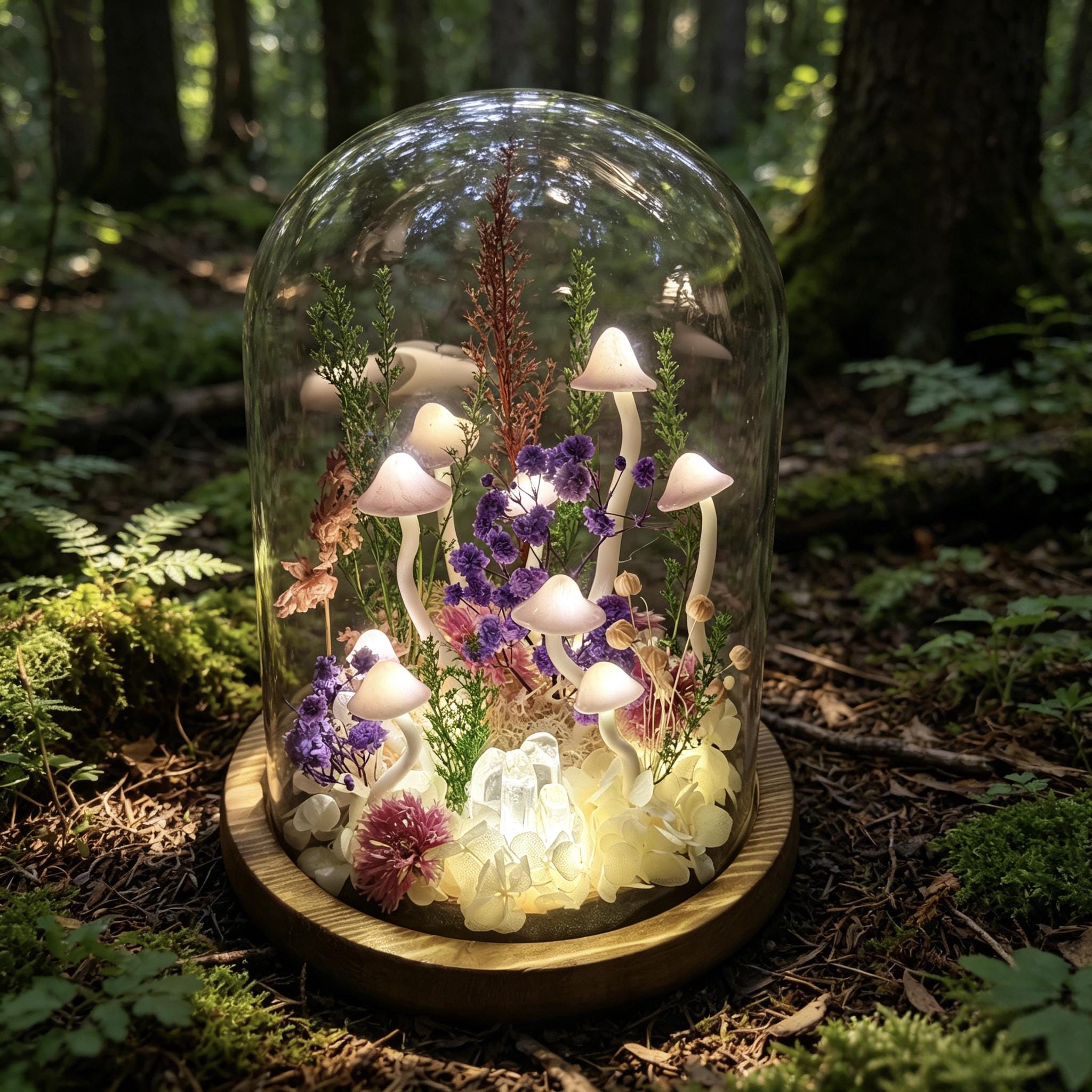 StarlitCarat Purple Mushroom LED Night Light 6.3in Crystal