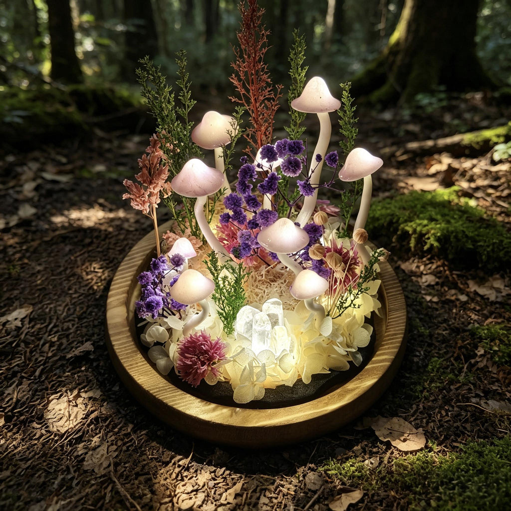 StarlitCarat Purple Mushroom LED Night Light 6.3in Crystal