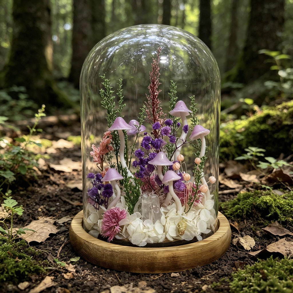 StarlitCarat Purple Mushroom LED Night Light 6.3in Crystal