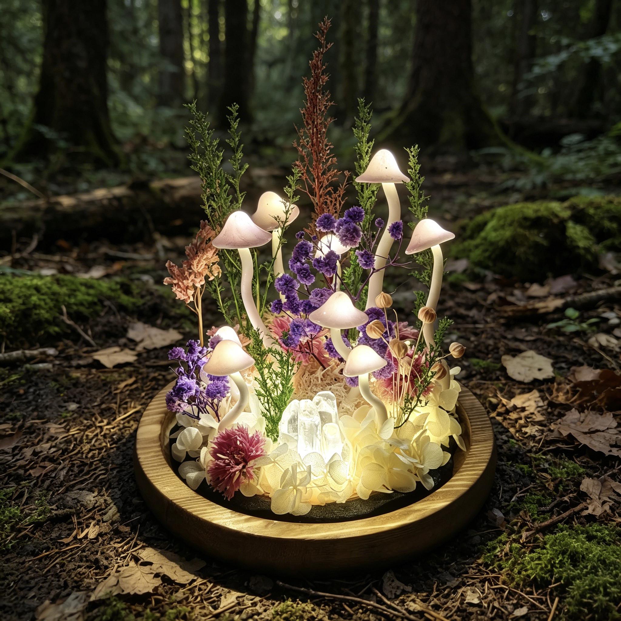 StarlitCarat Purple Mushroom LED Night Light 6.3in Crystal