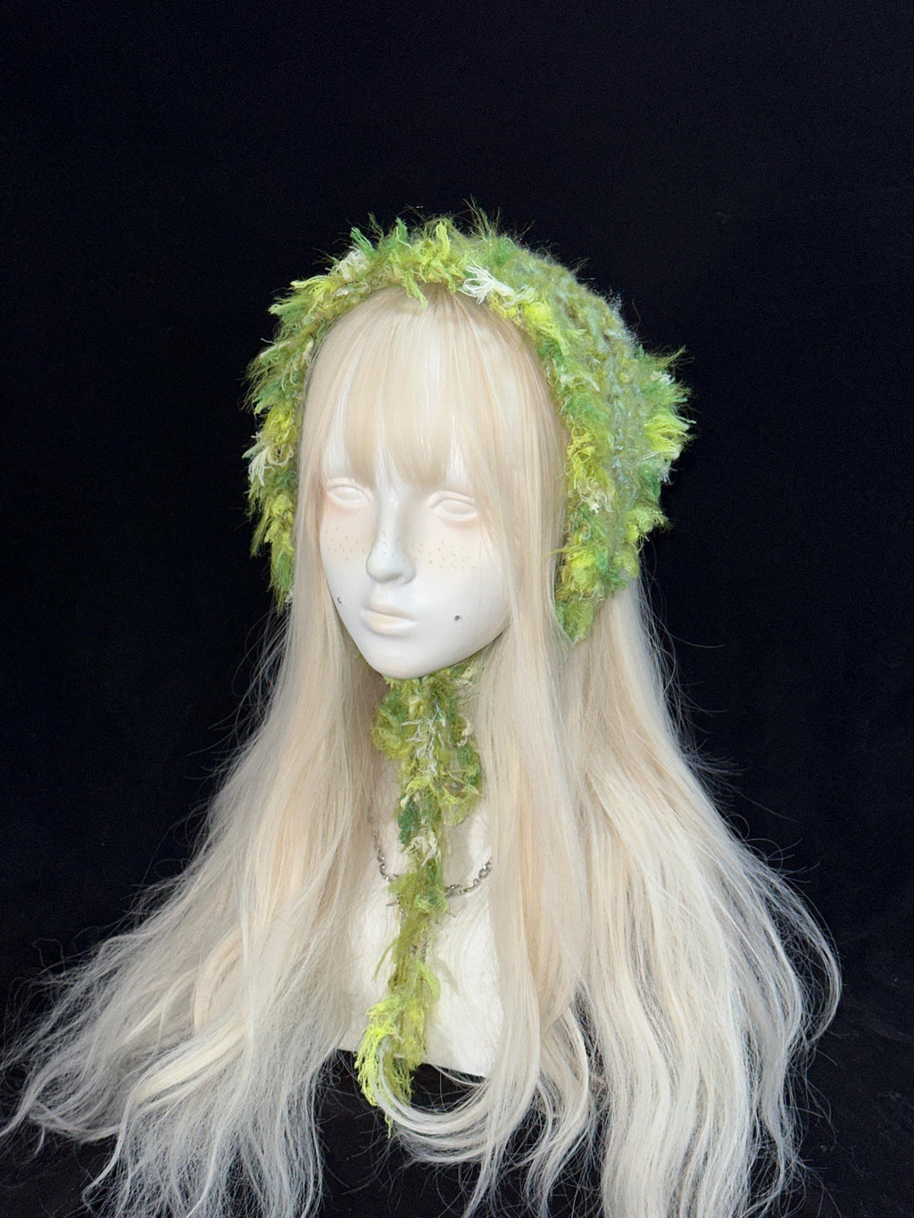 StellarPride Handmade Crochet Headband Y2K Olive Green Boho Hair Bandana