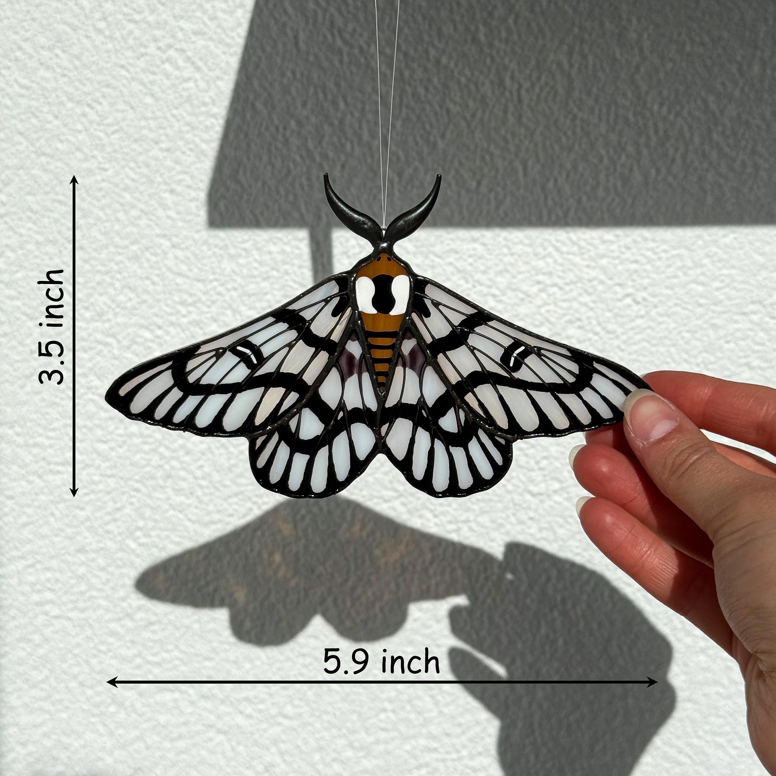 SunStainedGlassUA Sagebrush Sheep Moth Stained Glass Suncatcher 5.9in