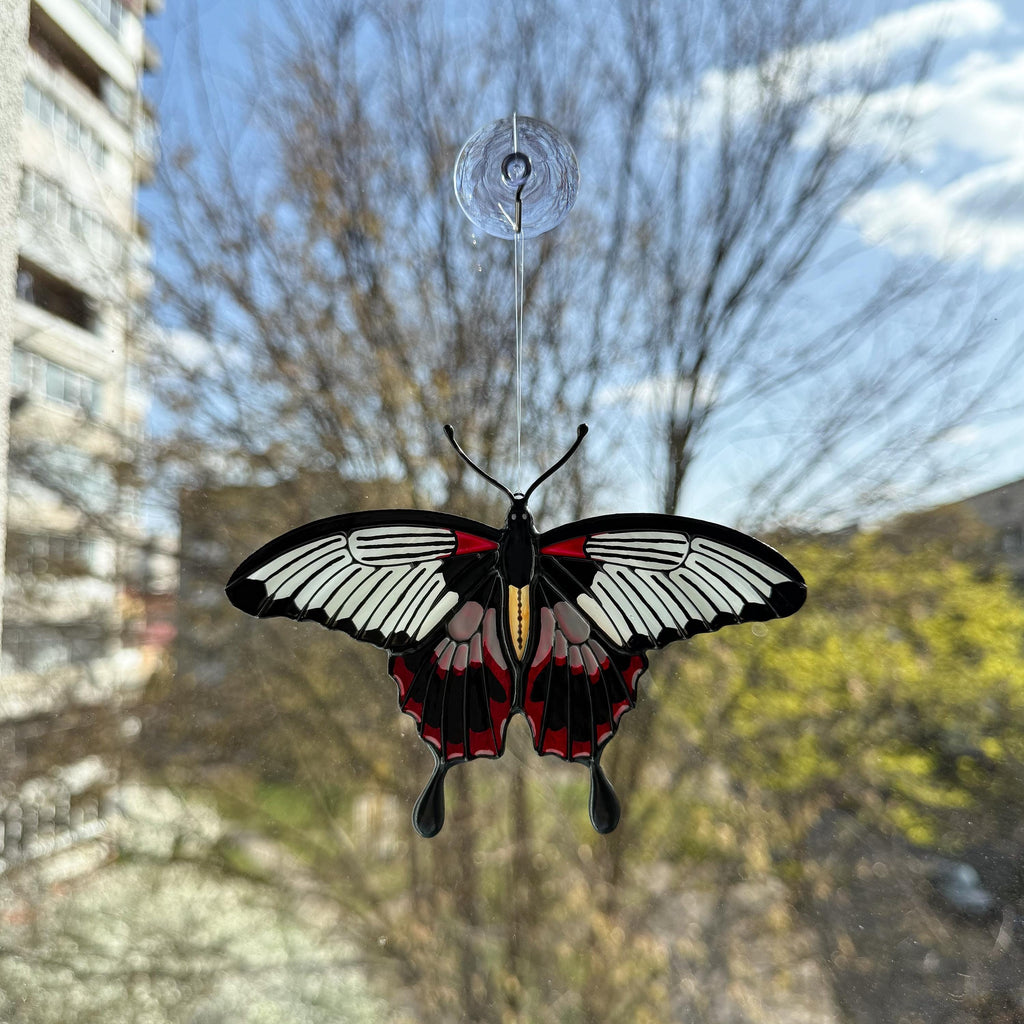 SunStainedGlassUA Asian Swallowtail Butterfly Stained Glass Suncatcher Window Hanging