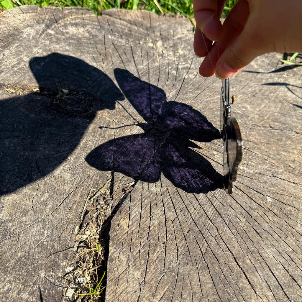 SunStainedGlassUA Purple Emperor Butterfly Stained Glass Suncatcher 5.5in