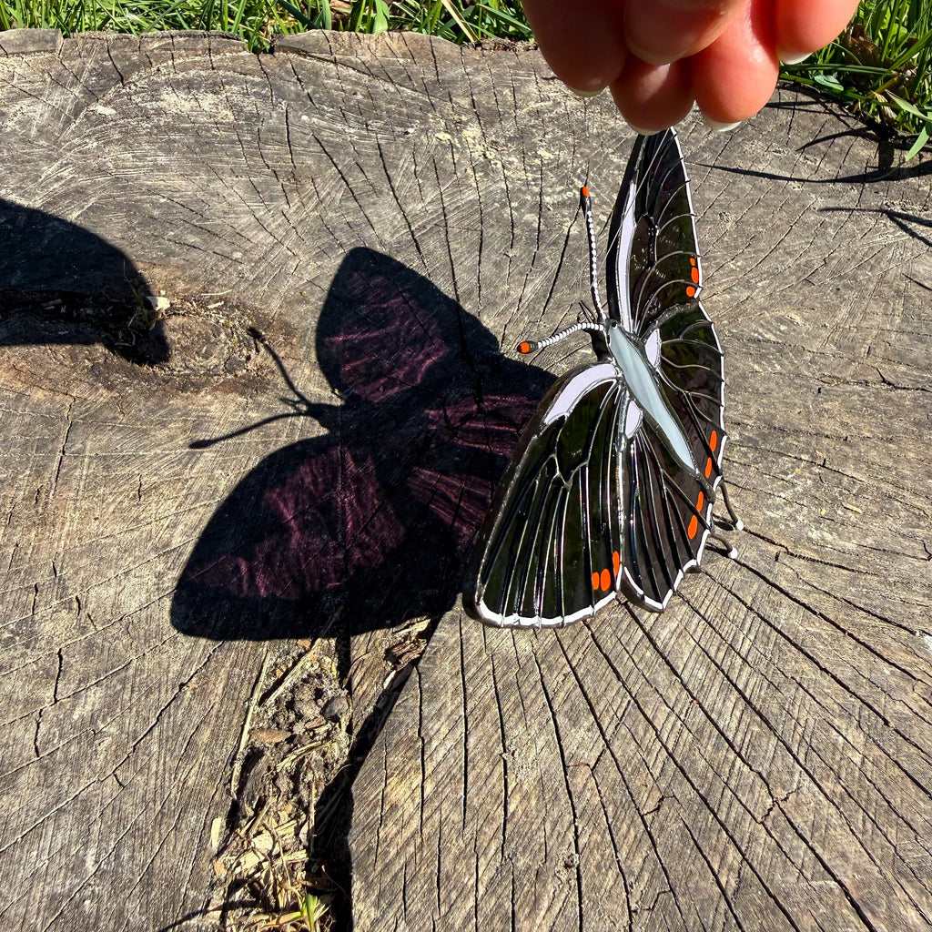 SunStainedGlassUA Colorado Hairstreak Stained Glass Butterfly Suncatcher