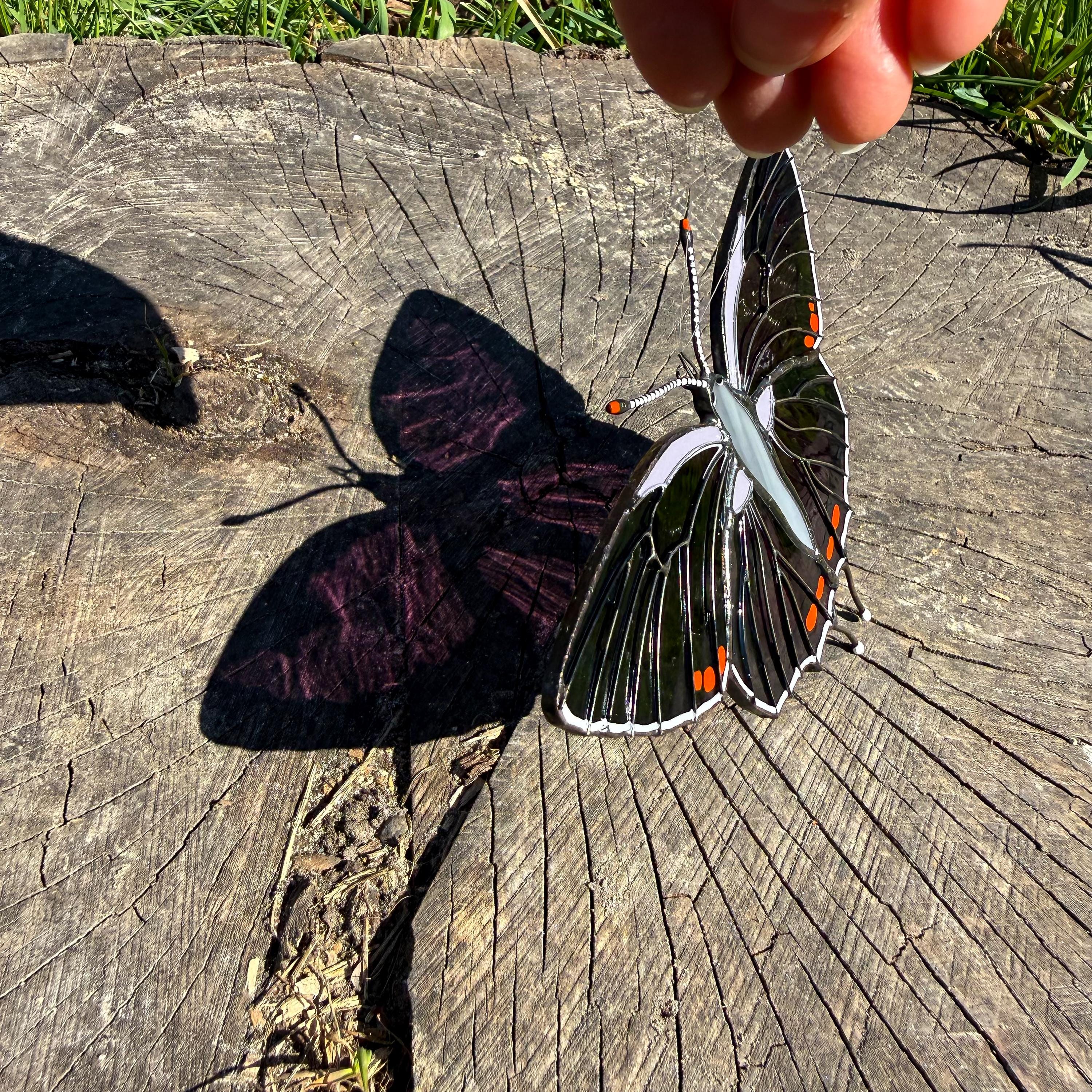 SunStainedGlassUA Colorado Hairstreak Stained Glass Butterfly Suncatcher