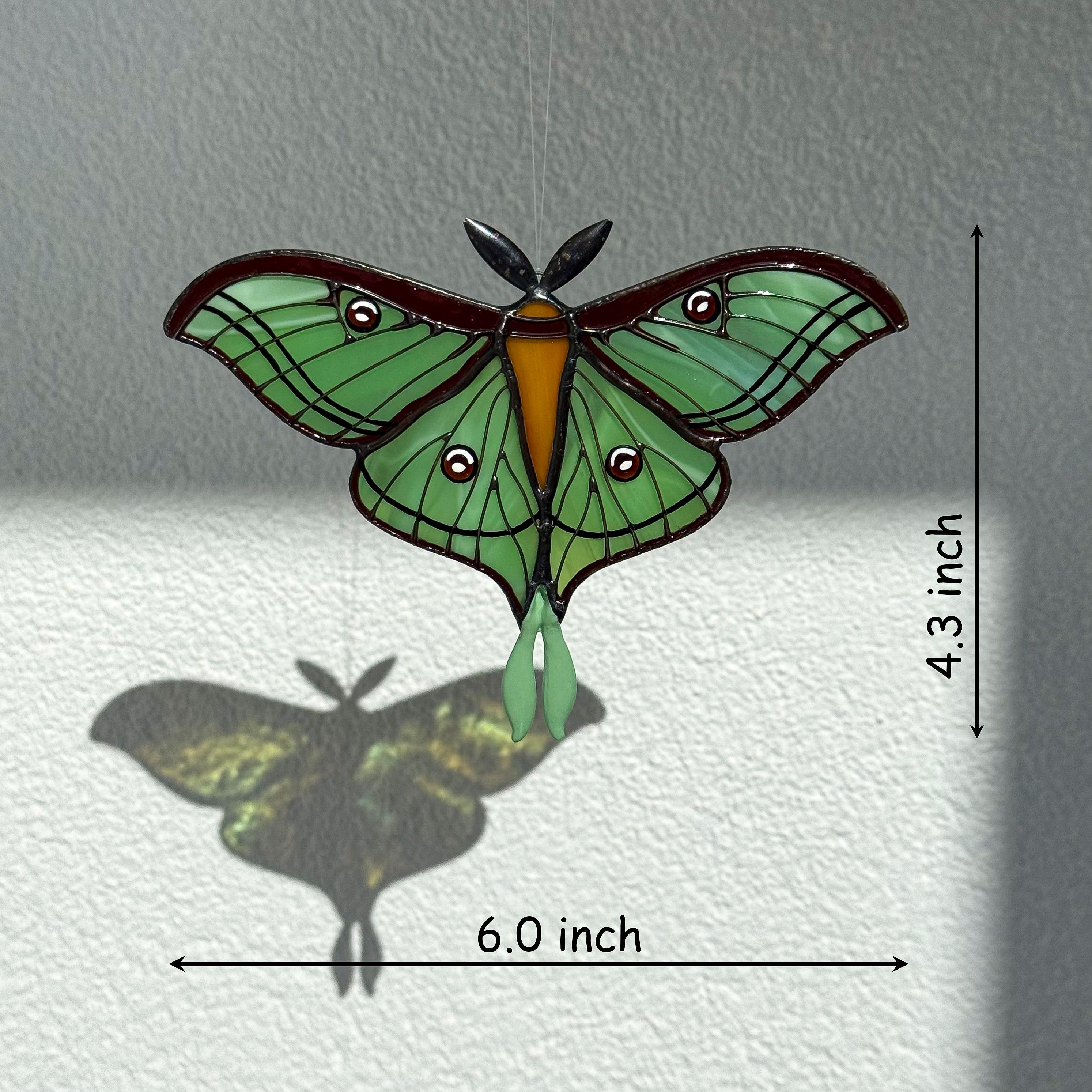 SunStainedGlassUA Spanish Luna Moth Stained Glass Suncatcher Window Hanging