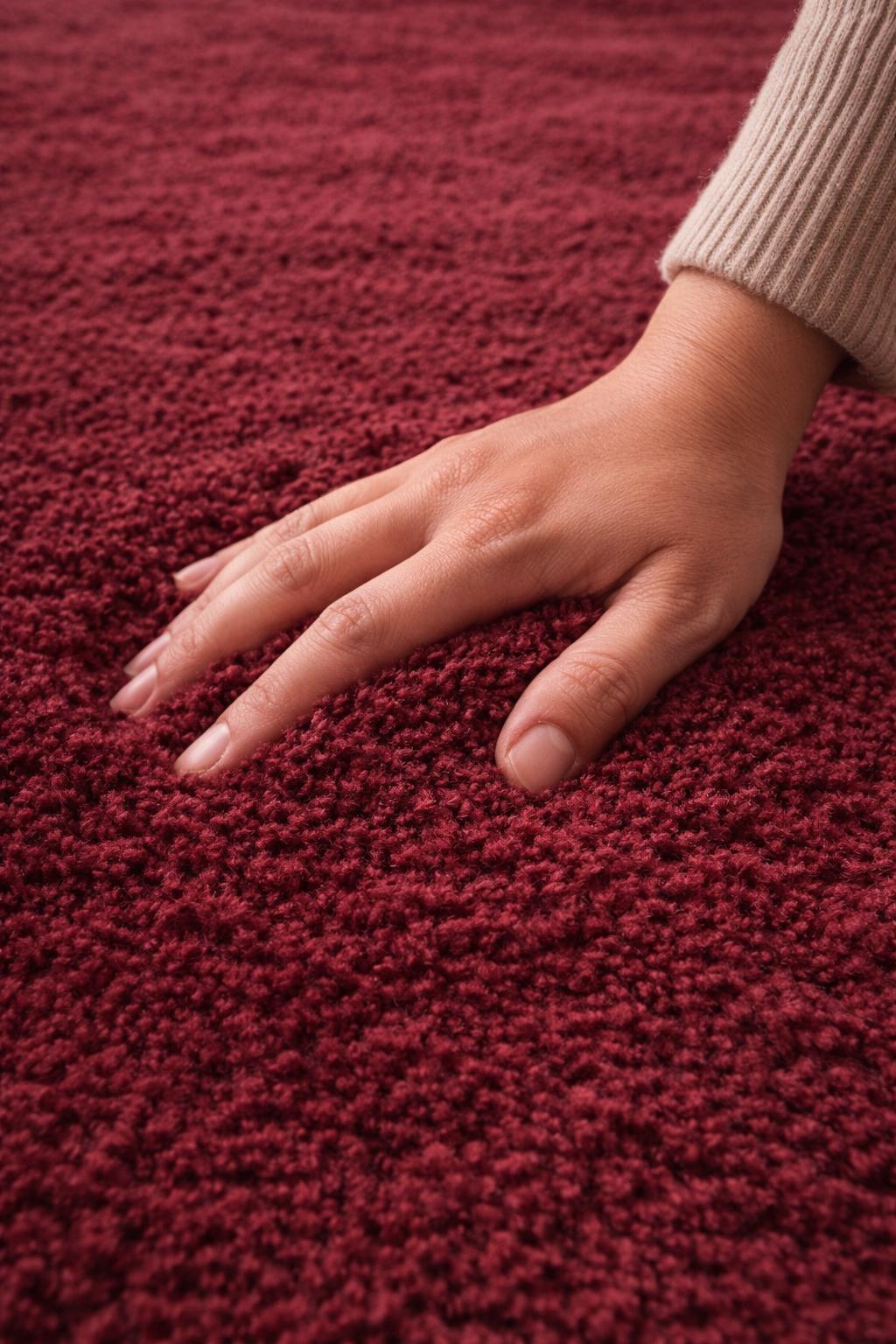 RugverseCreations Hand-Tufted Wool Area Rug Burgundy Amoeba Shape