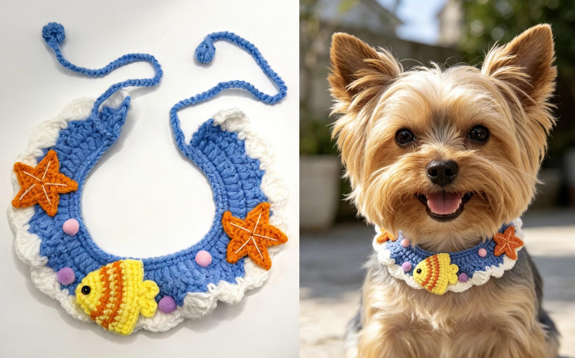 Handmade Crochet Pet Collar Cottagecore Pastel Necklace