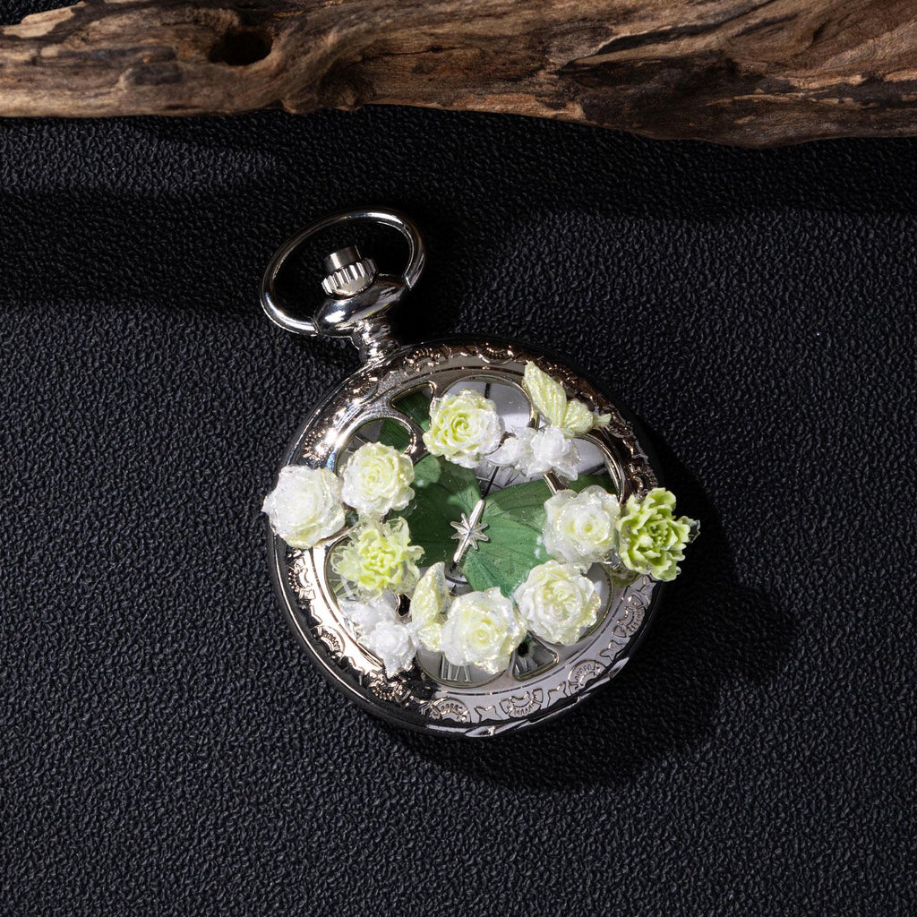 Oryeia Green Butterfly Specimen Handmade Pocket Watch Necklace