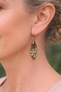 BohoWrapFrancesca Rustic Copper Flower Dangle Earrings Beaded Jewelry