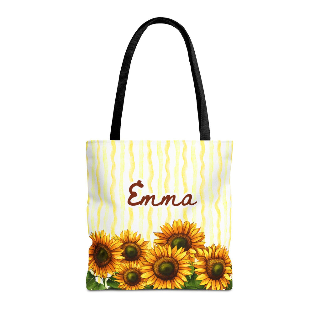 Personalized Sunflower Tote Bag with Custom Name, Yellow Floral Tote