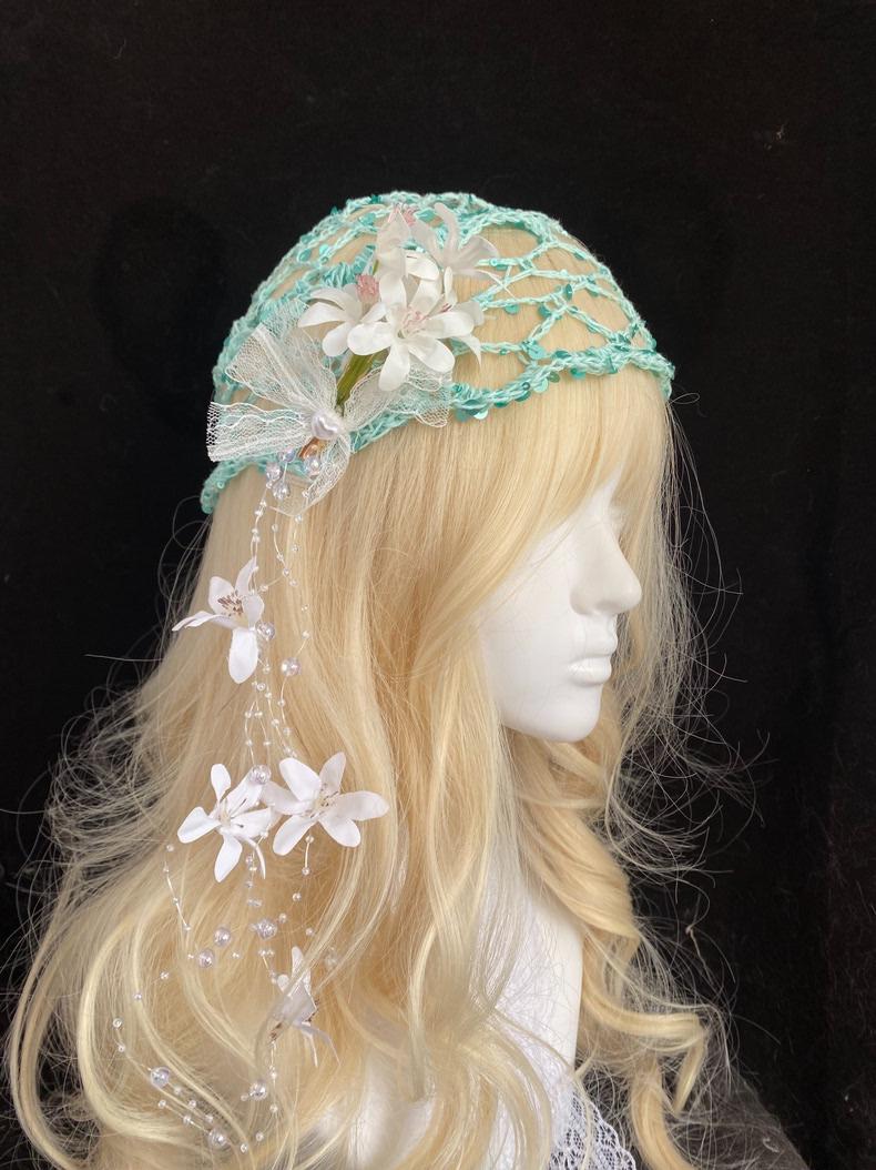 stellarPride Openwork Sequin Hat with Airy Sculptural Headpiece Design
