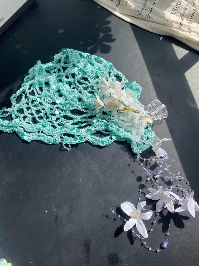 stellarPride Openwork Sequin Hat with Airy Sculptural Headpiece Design