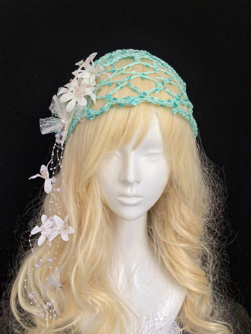 stellarPride Openwork Sequin Hat with Airy Sculptural Headpiece Design
