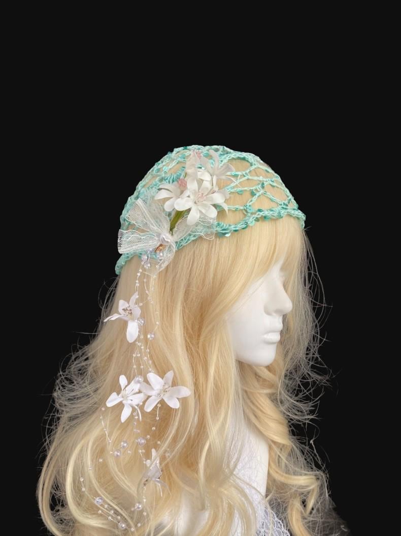stellarPride Openwork Sequin Hat with Airy Sculptural Headpiece Design
