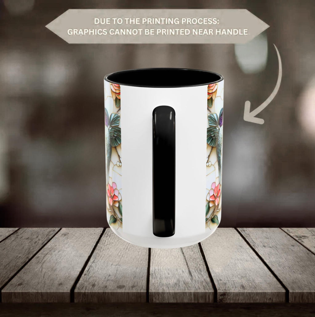 LELORESTORE Floral Hummingbird Stained Glass Style Ceramic Coffee Mug