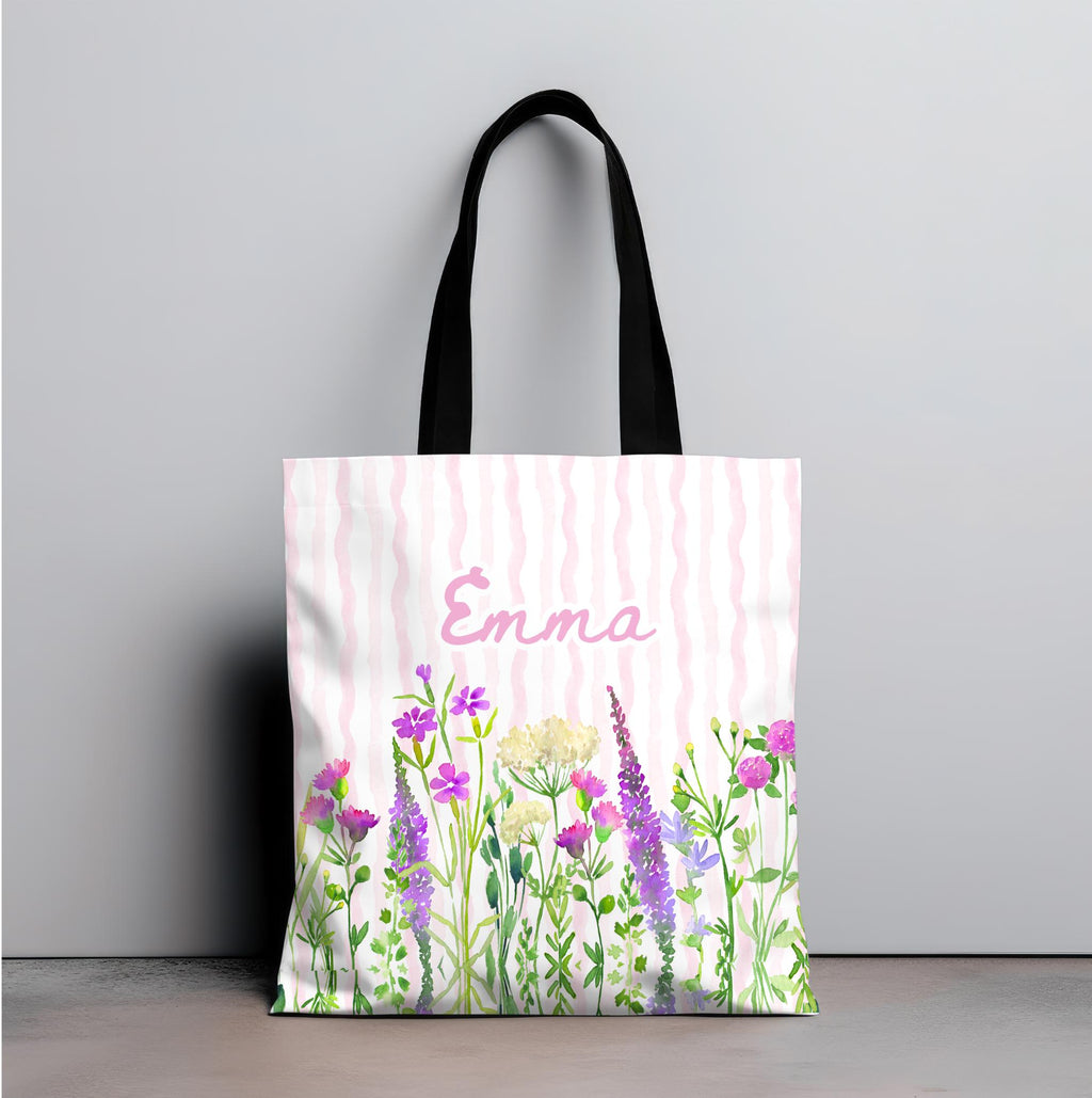 Personalized Grandma Floral Tote Bag Custom Name Wildflower Mother's Day Gift