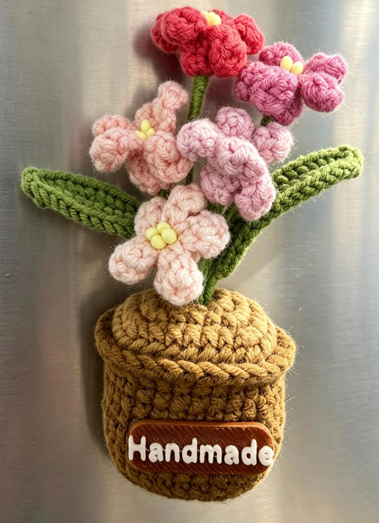 CrochetRecipe Handmade Mini Potted Plant Refrigerator Magnets 3in