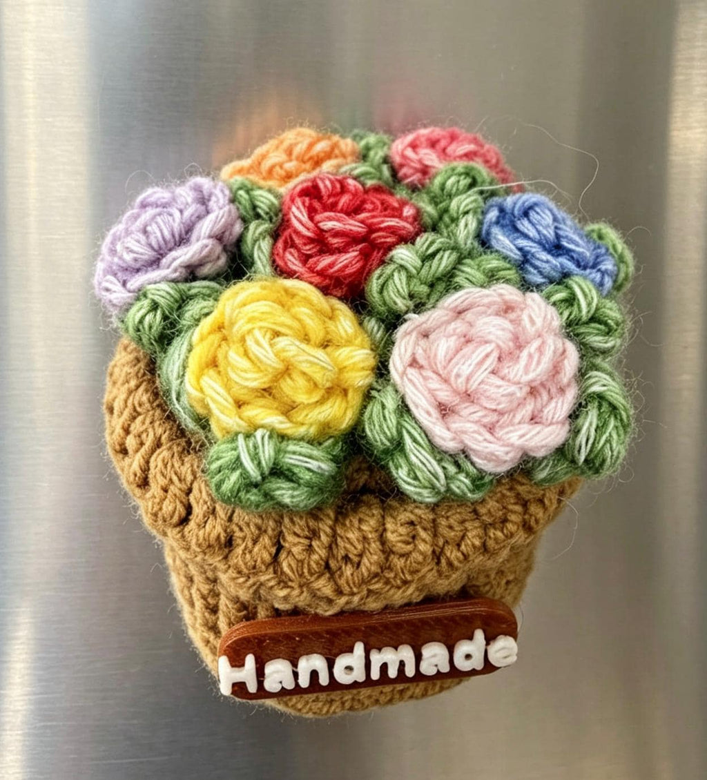 CrochetRecipe Handmade Mini Potted Plant Refrigerator Magnets 3in
