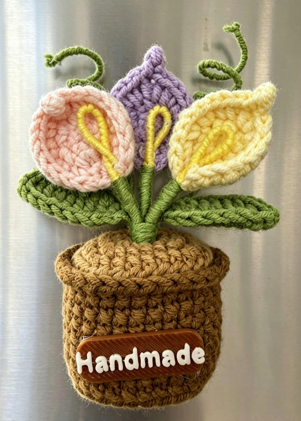 CrochetRecipe Handmade Mini Potted Plant Refrigerator Magnets 3in