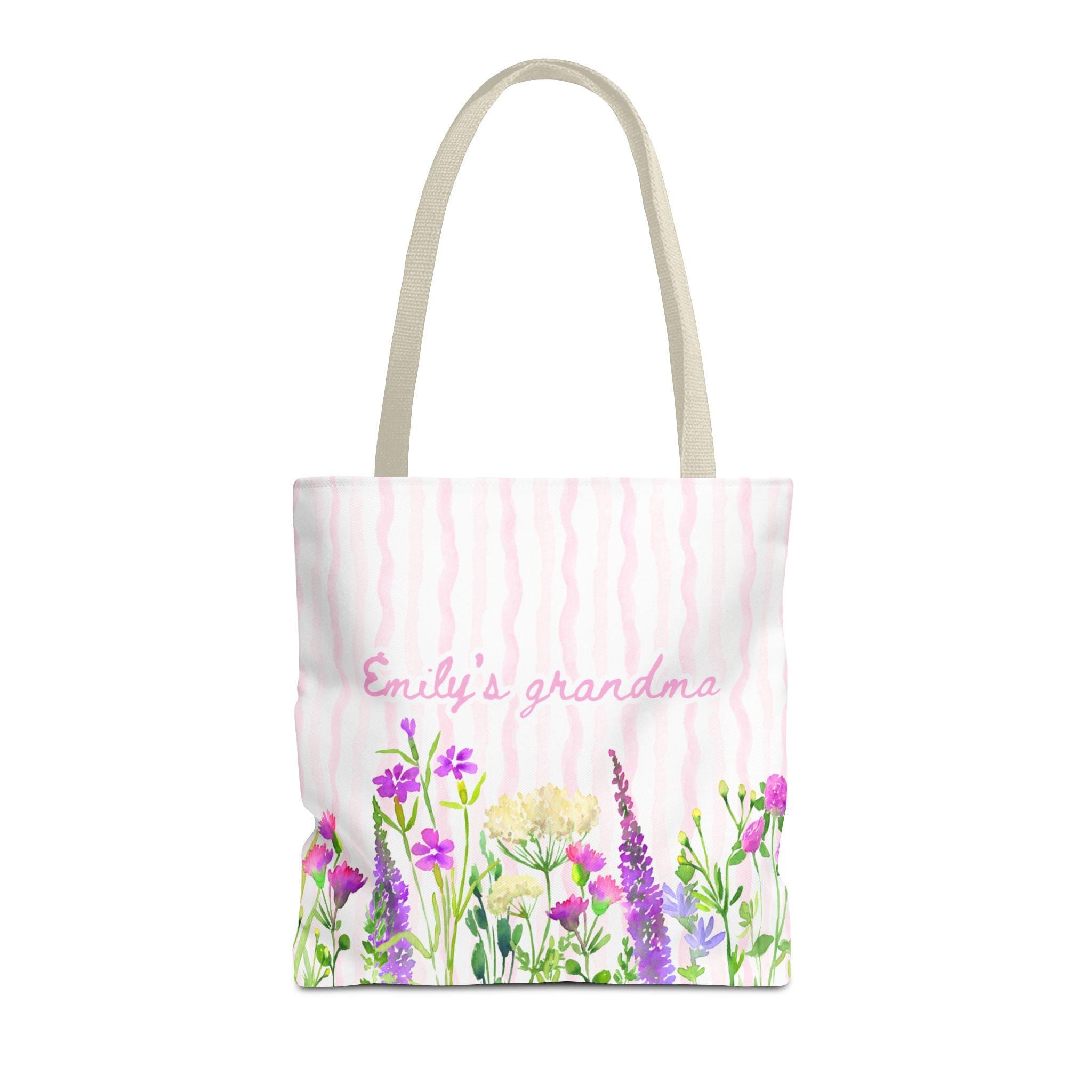 Personalized Grandma Floral Tote Bag Custom Name Wildflower Mother's Day Gift
