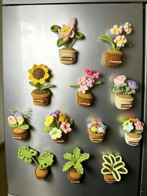 CrochetRecipe Handmade Mini Potted Plant Refrigerator Magnets 3in