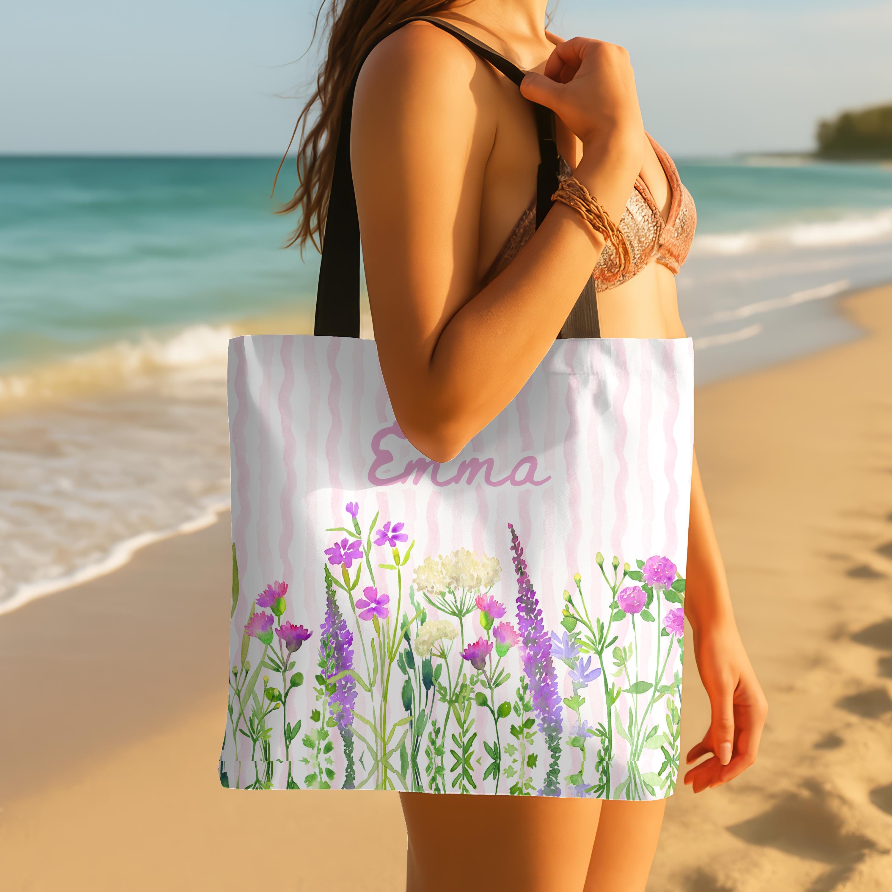 Personalized Grandma Floral Tote Bag Custom Name Wildflower Mother's Day Gift