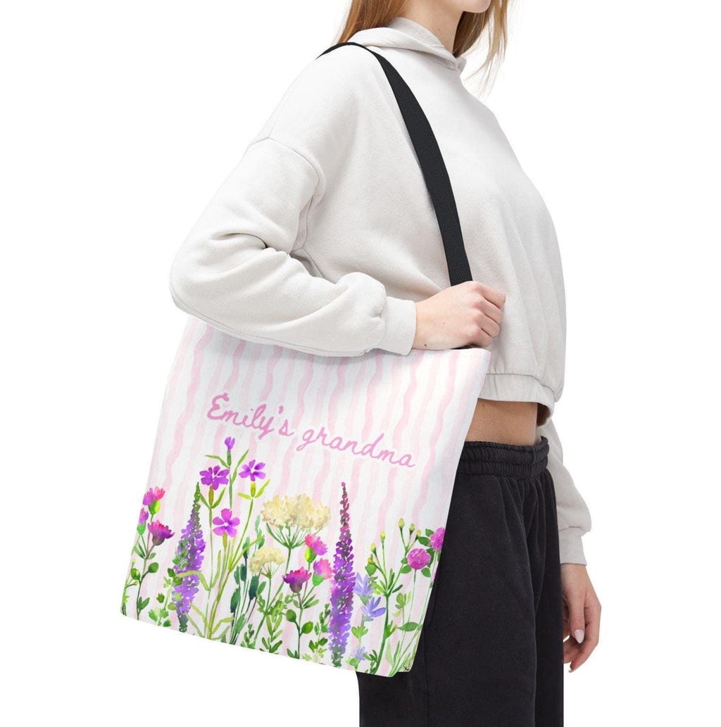 Personalized Grandma Floral Tote Bag Custom Name Wildflower Mother's Day Gift