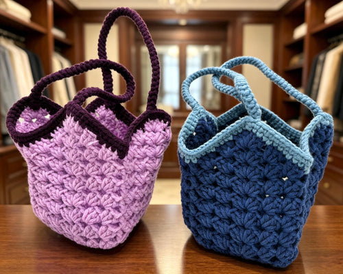 CrochetRecipe Handmade Crochet Farmers Market Bag Tote 10in Chunky Cotton
