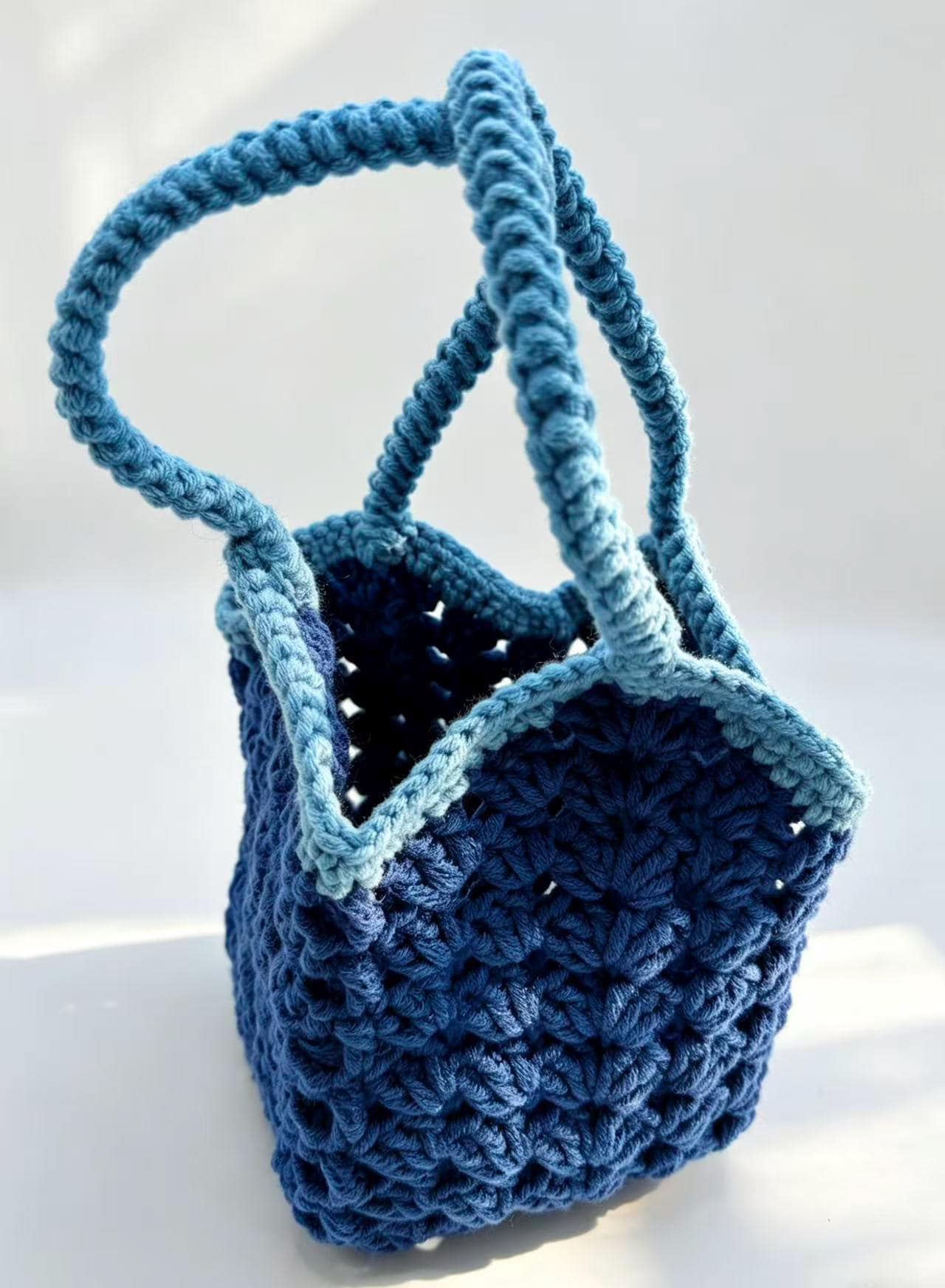 CrochetRecipe Handmade Crochet Farmers Market Bag Tote 10in Chunky Cotton