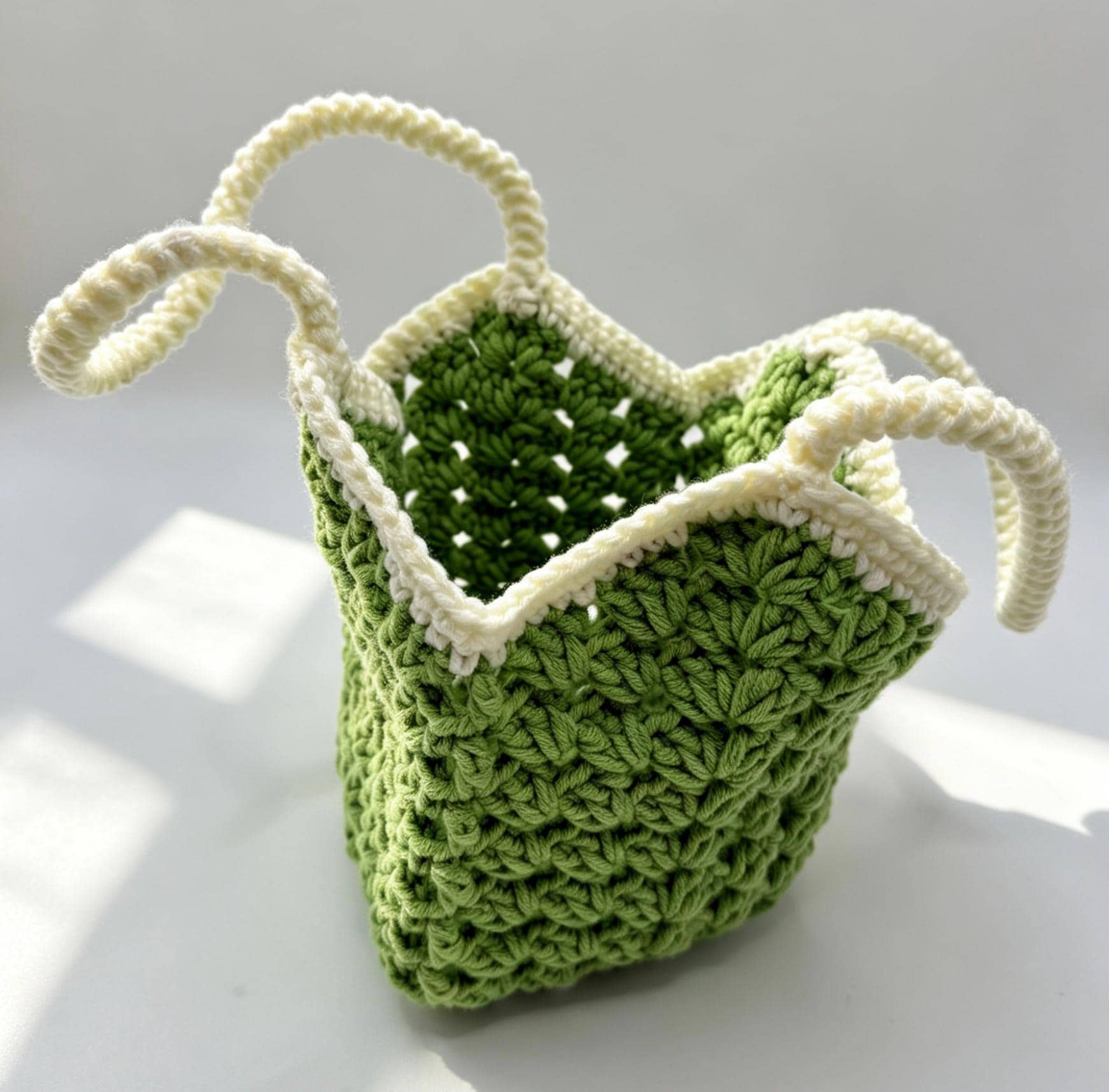 CrochetRecipe Handmade Crochet Farmers Market Bag Tote 10in Chunky Cotton