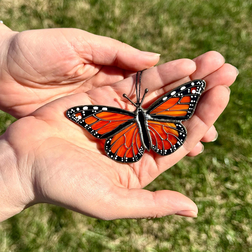 SunStainedGlassUA Mini Monarch Butterfly Suncatcher Stained Glass Window Decor
