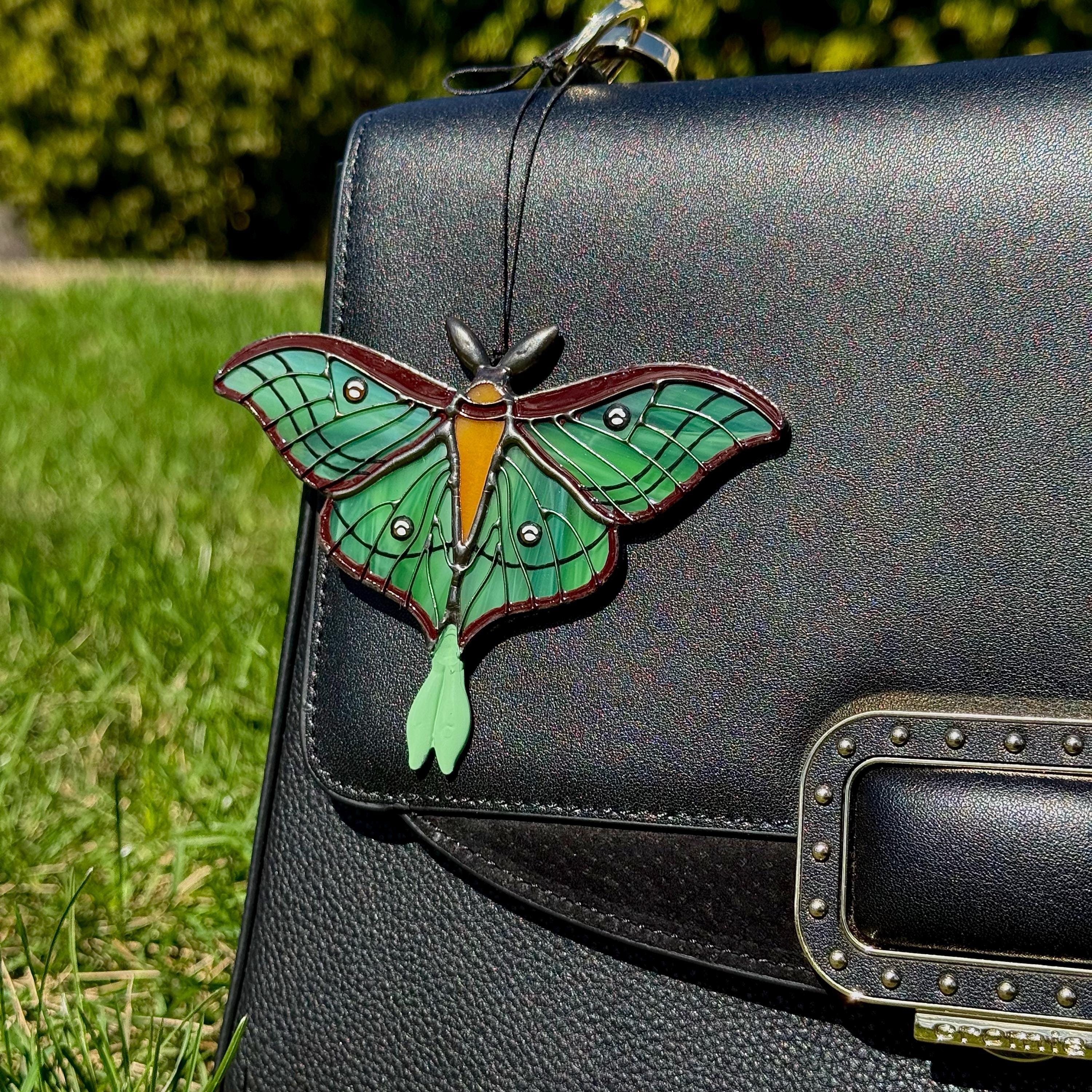 SunStainedGlassUA Mini Spanish Luna Moth Suncatcher Stained Glass